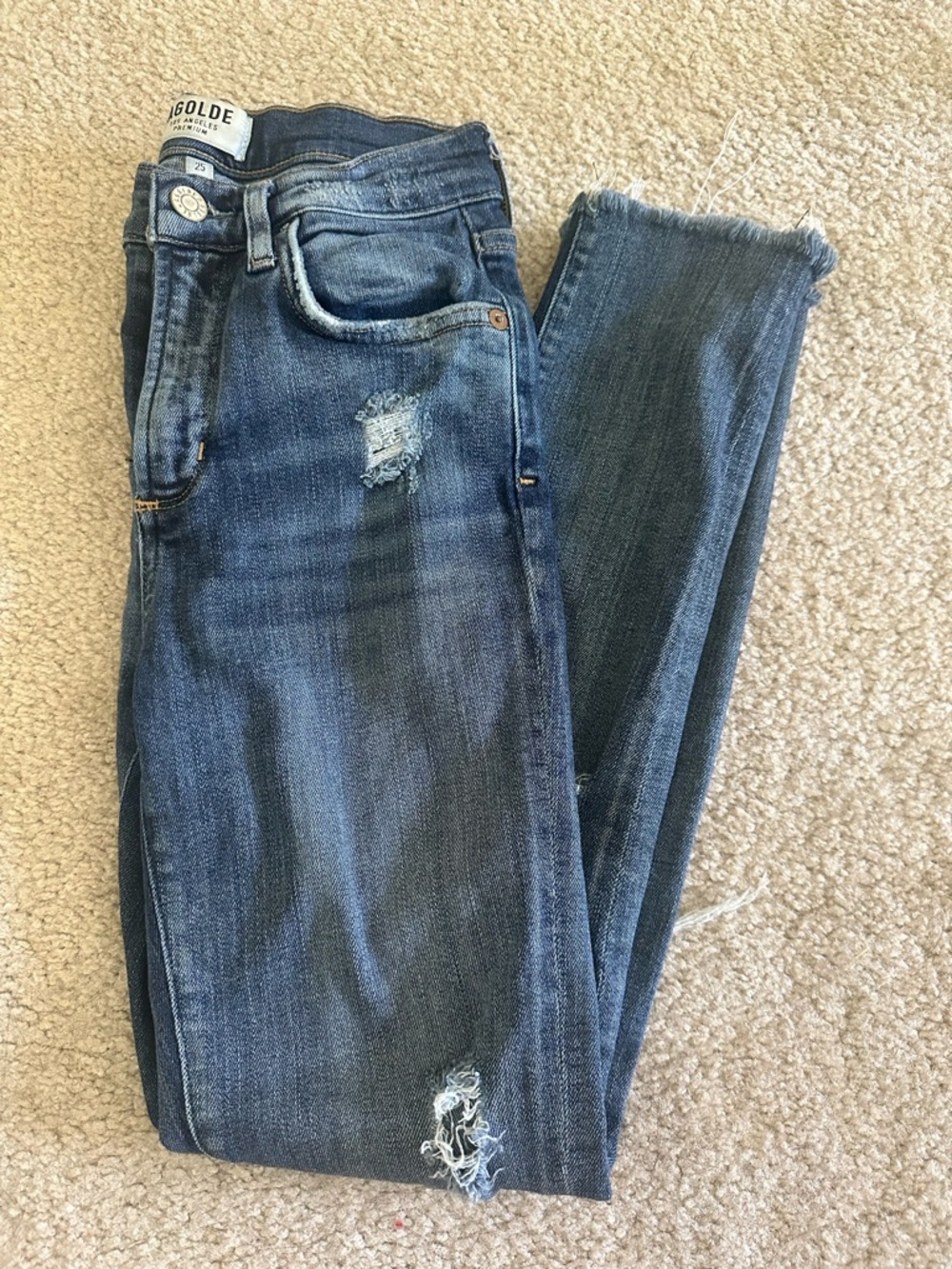 Agolde high rise skinny distressed jeans